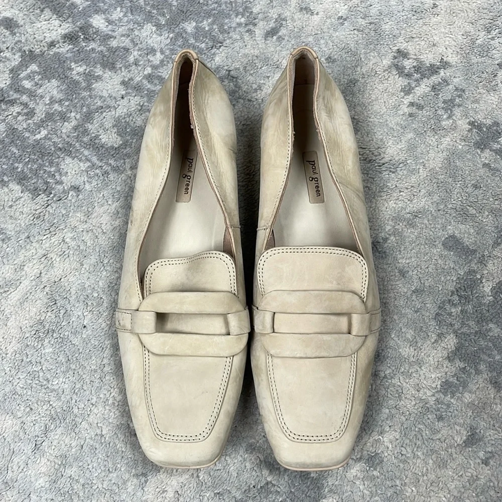 Paul Green Rimona Partita Loafers Sabbia Nubuck Cream Sz 7.5